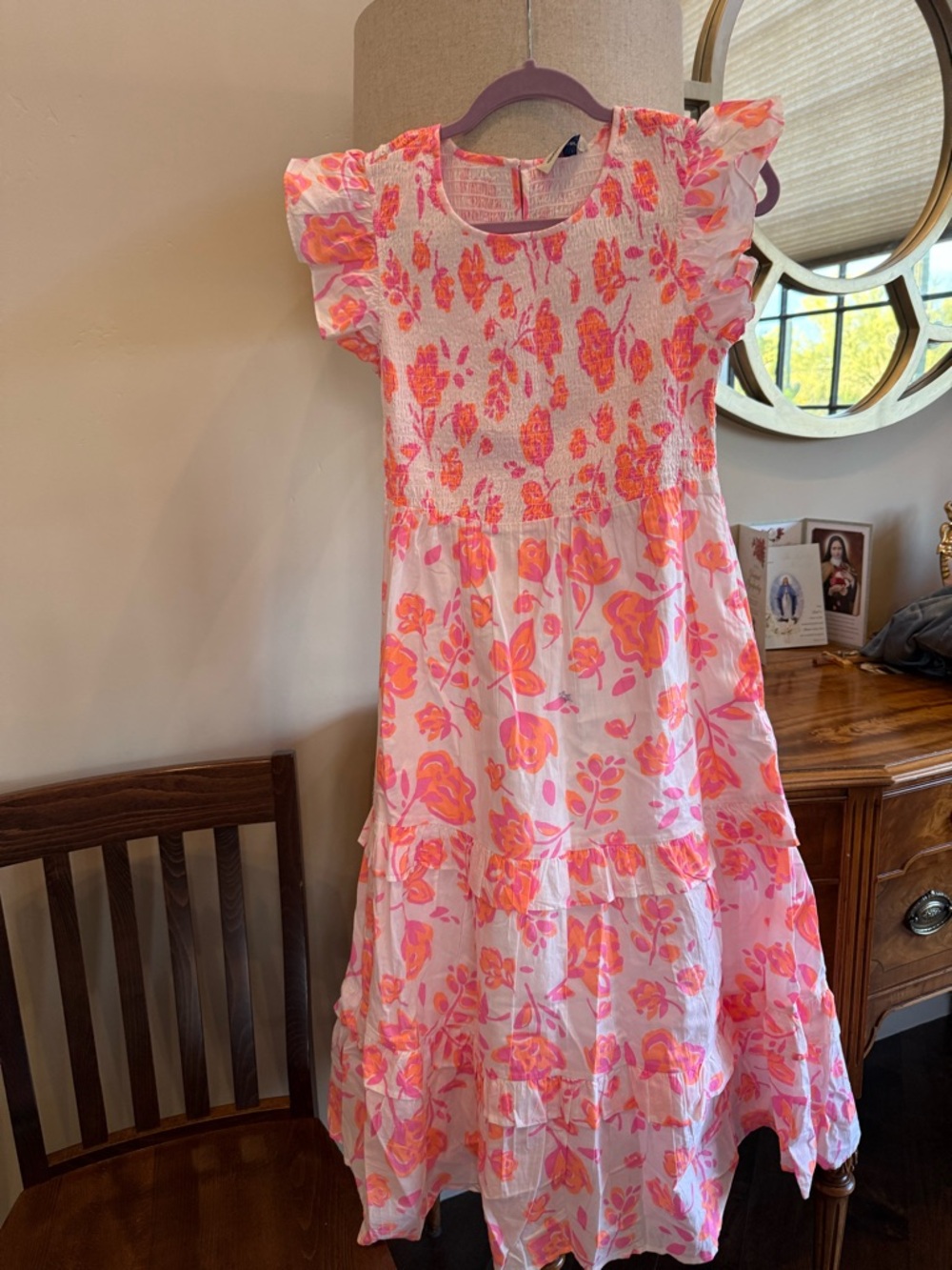 Vineyard Vines Pink & Coral Floral Tiered women’s dress